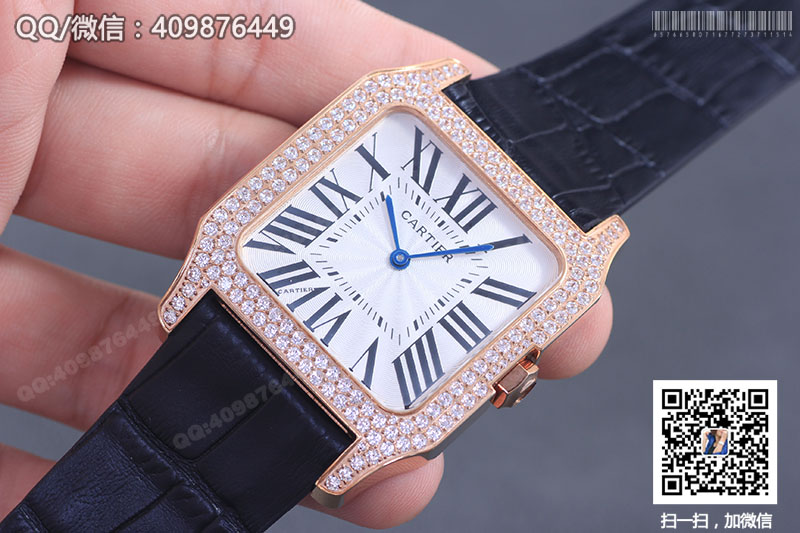 CARTIER卡地亚桑托斯系列WH100351玫瑰金镶钻石英腕表
