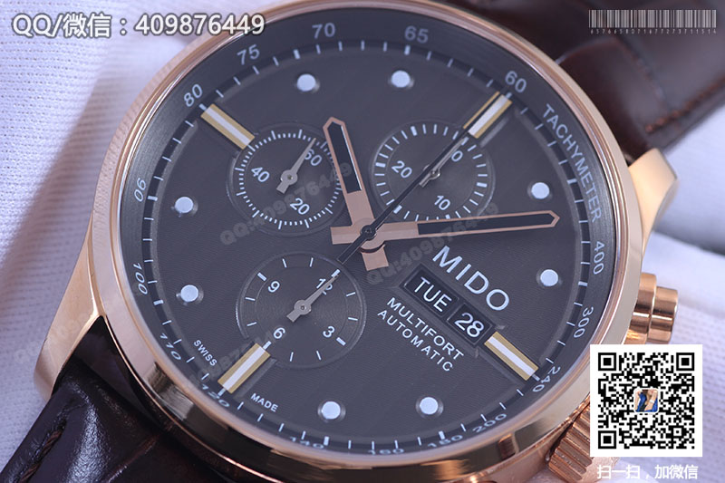 Mido美度舵手系列M005.614.36.031.00玫瑰金自动机械腕表 黑盘