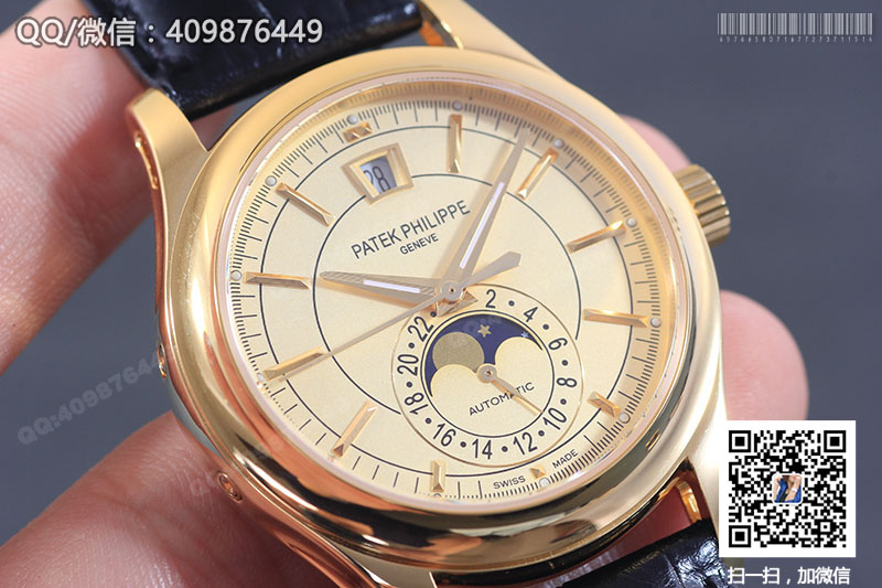 高仿百达翡丽PATEK PHILIPPE复杂功能计时系列5205R-001黄金色自动机械腕表