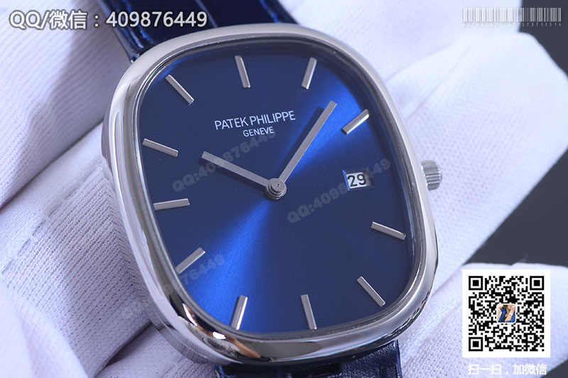 高仿百达翡丽PATEK PHILIPPE GOLDEN ELLIPSE系列5738P-001蓝盘带历腕表
