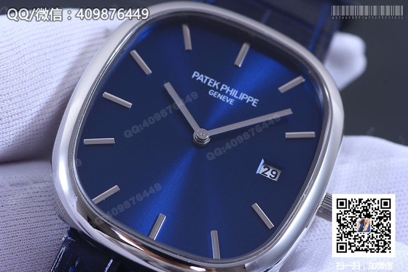 高仿百达翡丽PATEK PHILIPPE GOLDEN ELLIPSE系列5738P-001蓝盘带历腕表