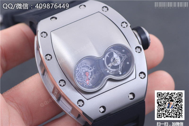 RICHARD MILLE理查德·米勒男士系列RM 053腕表 精钢表壳 银色字面 黑色橡胶表带