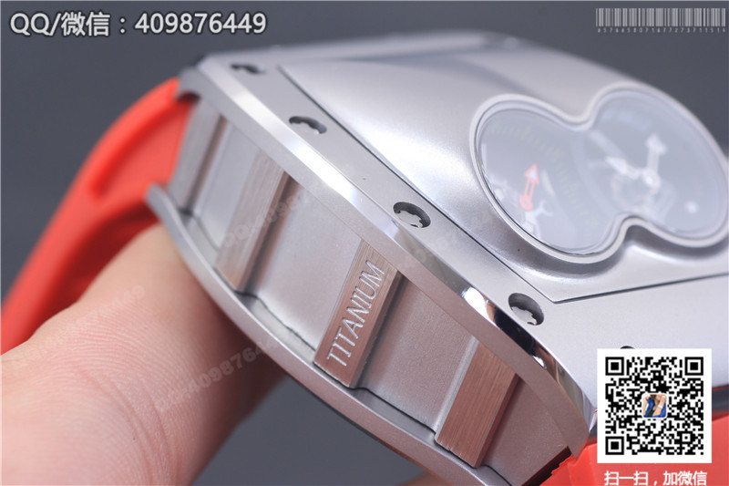 RICHARD MILLE理查德·米勒男士系列RM 053腕表 精钢表壳 银色字面 红色橡胶表带