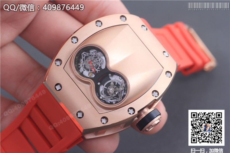 RICHARD MILLE理查德·米勒男士系列RM 053腕表 玫瑰金表壳 金色字面 红色橡胶表带
