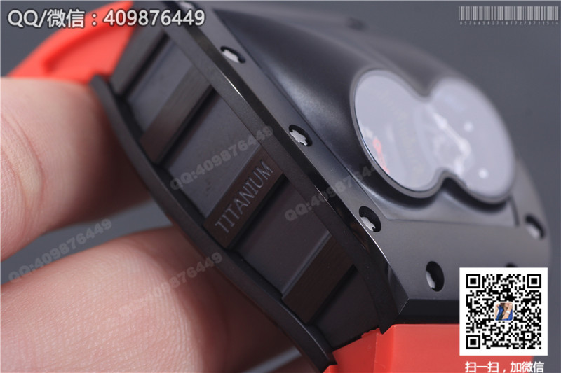 RICHARD MILLE理查德·米勒男士系列RM 053腕表 黑钢表壳 黑色字面 红色橡胶表带
