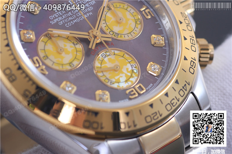 劳力士宇宙计型迪通拿系列116503黑贝母盘镶钻时标腕表