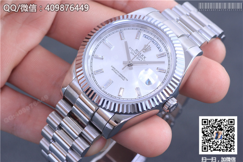 【精品】劳力士星期日历型系列228239 白色镶钻表盘腕表