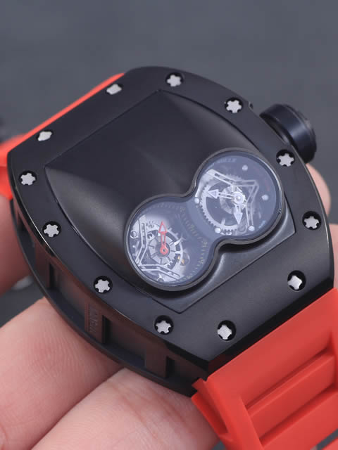 RICHARD MILLE理查德·米勒男士系列RM 053腕表 黑钢表壳 黑色字面 红色橡胶表带